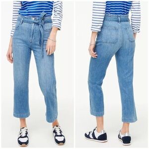 J Crew PAPER BAG Jeans Straight Leg Belted High Waist Cropped